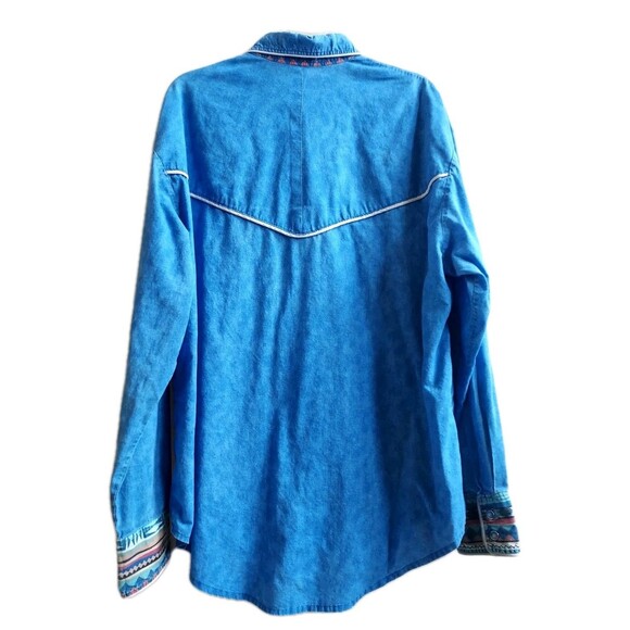 Vintage Handmade Mens Well Worn Western Pearl Snap LS Shirt W/Pockets Size XL - Picture 2 of 8